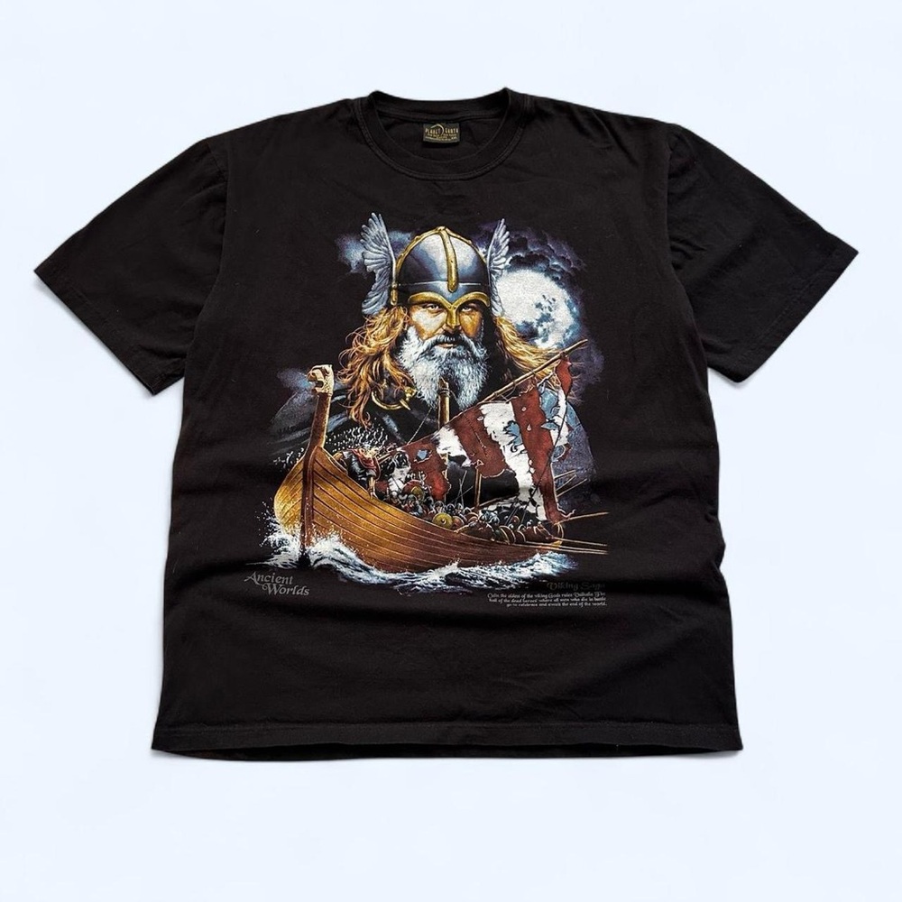 Vintage Viking Graphic Black T-Shirt XXL
